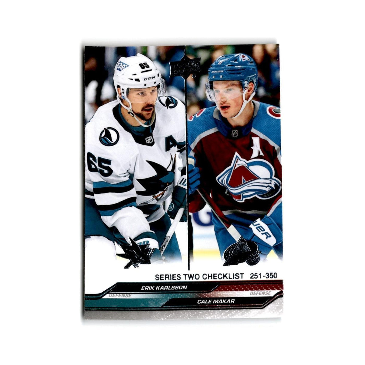 2023 Upper Deck Erik Karlsson / Cale Makar San Jose Sharks / Colorado Avalanche