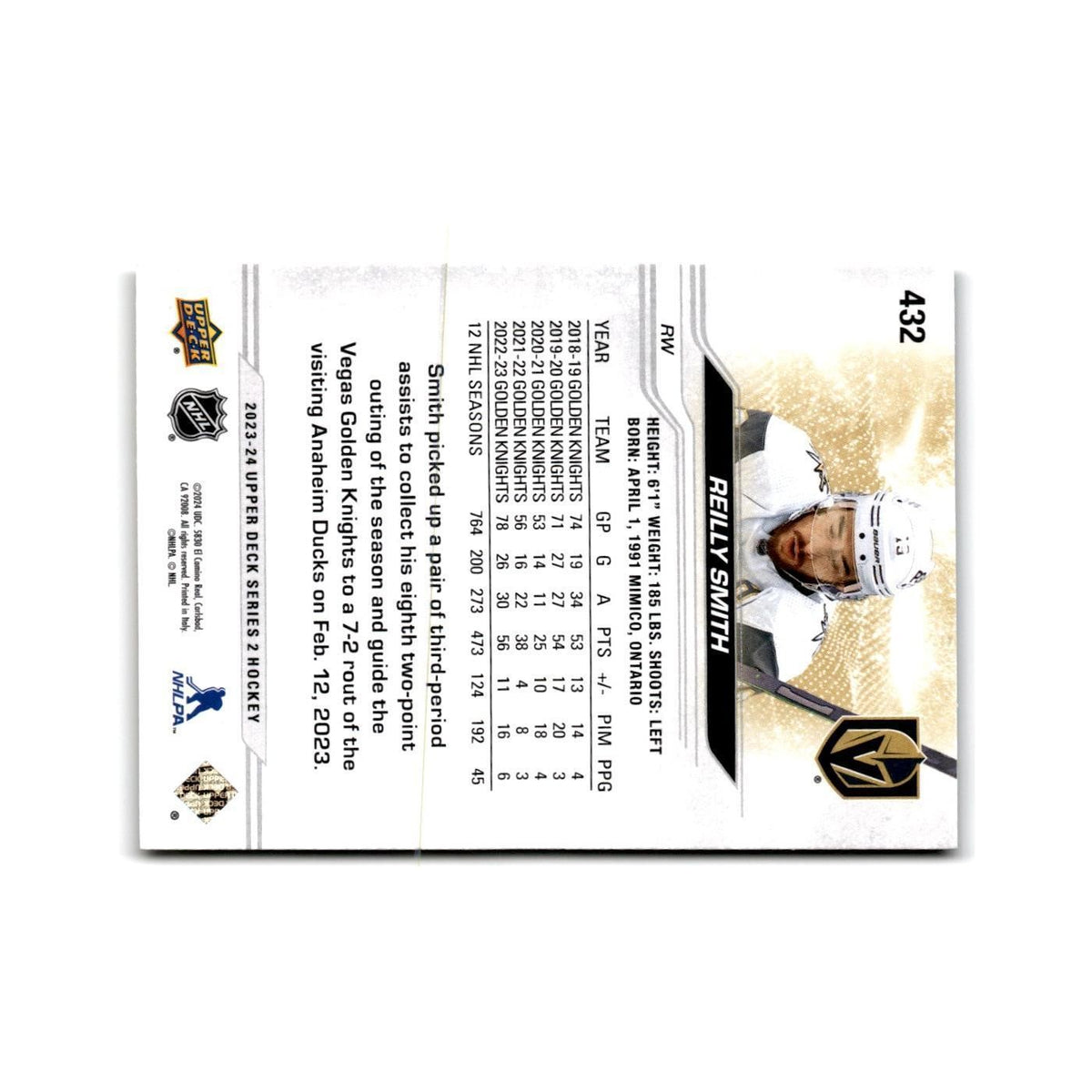 2023 Upper Deck Reilly Smith Vegas Golden Knights #432