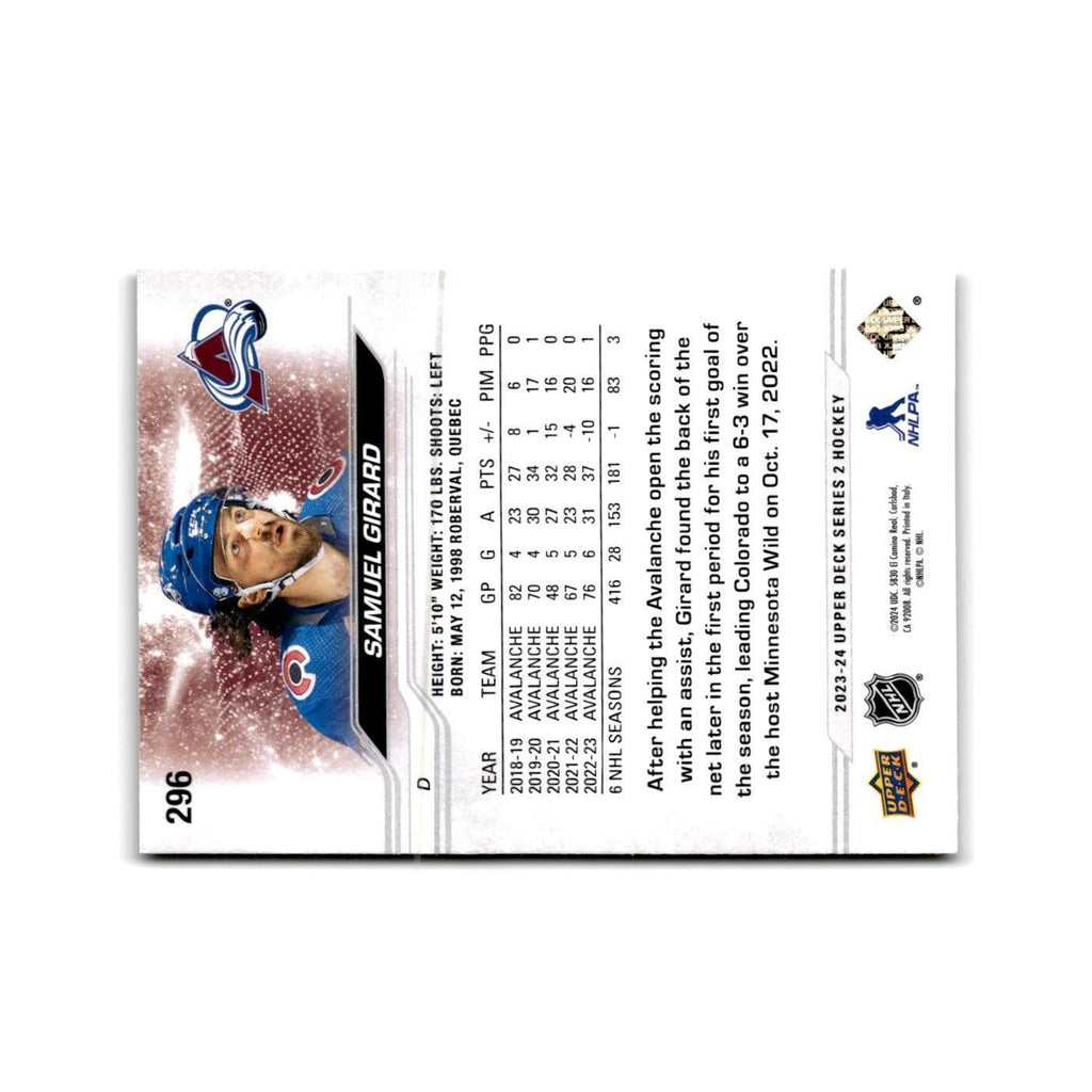 2023 Upper Deck Samuel Girard Colorado Avalanche #296