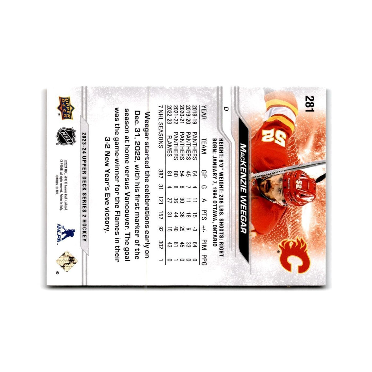 2023 Upper Deck MacKenzie Weegar Calgary Flames #281