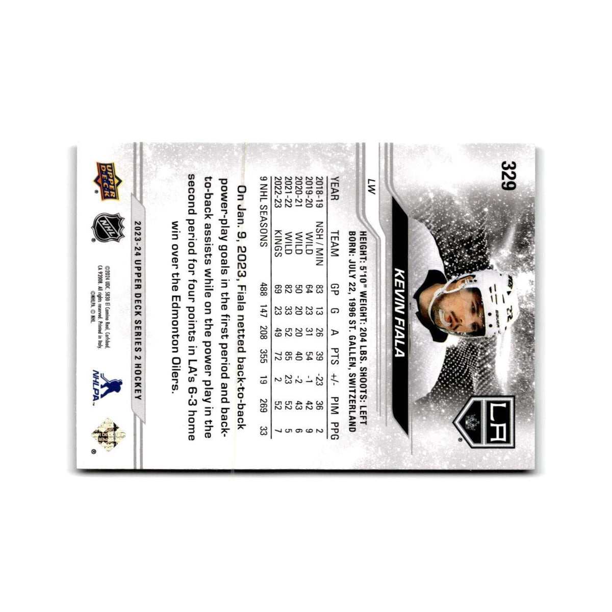 2023 Upper Deck Kevin Fiala Los Angeles Kings #329