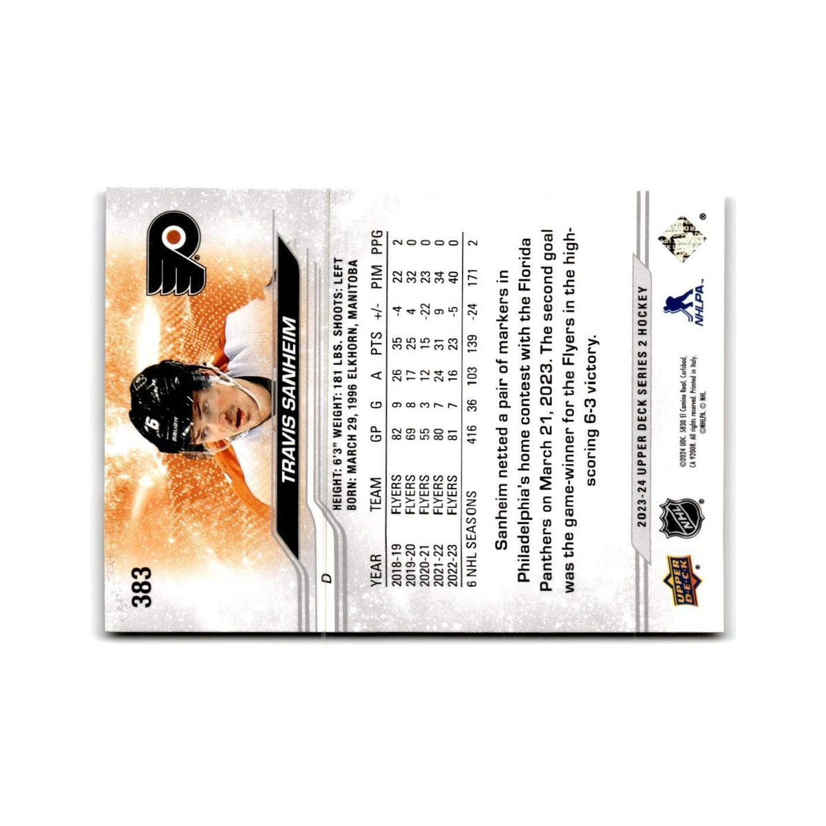 2023 Upper Deck Travis Sanheim Philadelphia Flyers #383