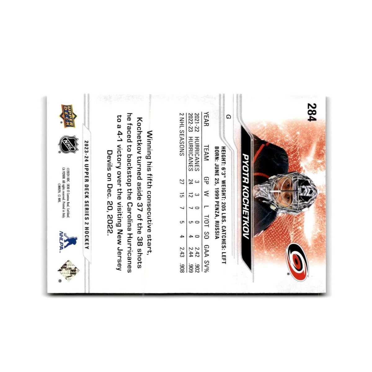 2023 Upper Deck Pyotr Kochetkov Carolina Hurricanes #284
