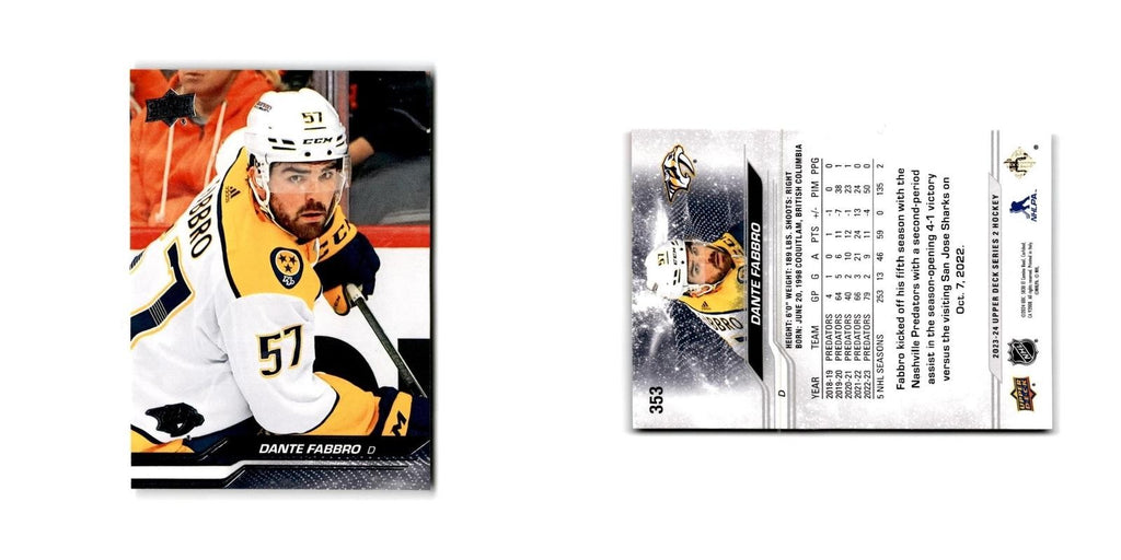 2023 Upper Deck Dante Fabbro Nashville Predators #353