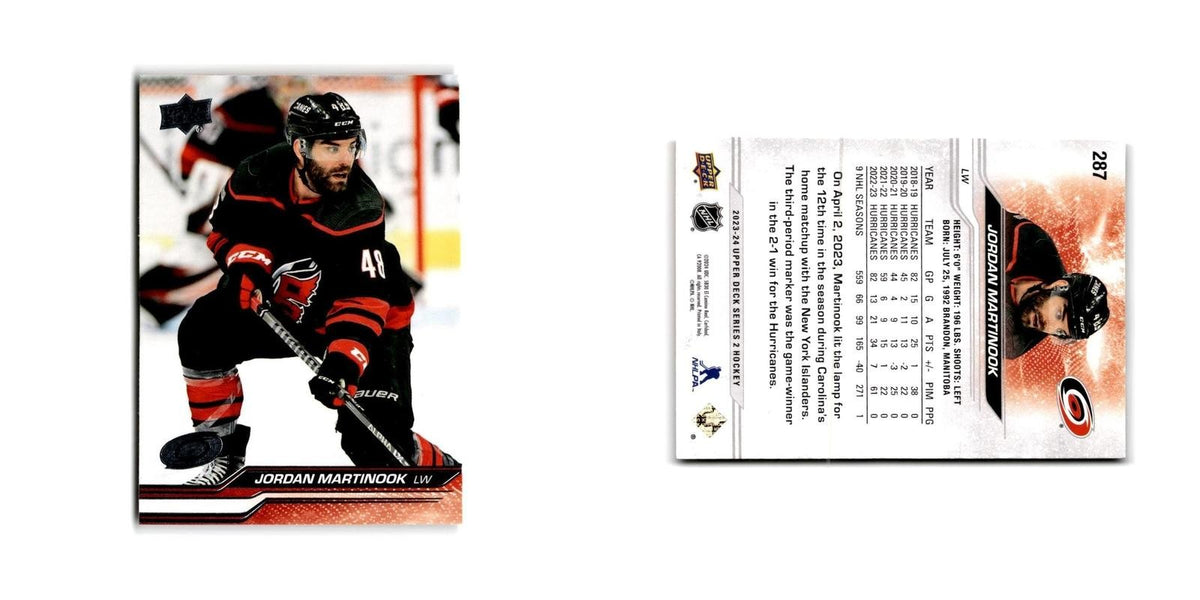 2023 Upper Deck Jordan Martinook Carolina Hurricanes #287