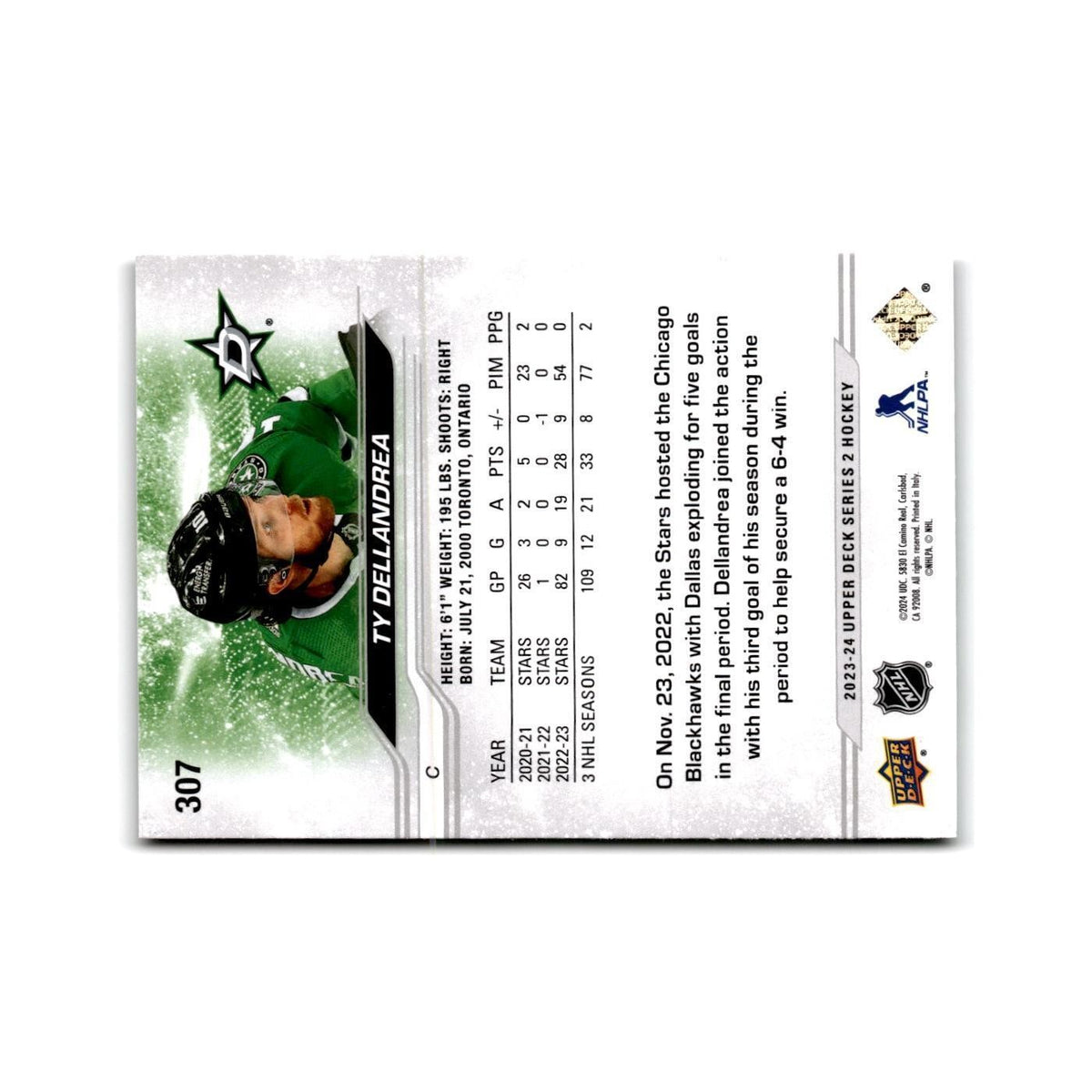 2023 Upper Deck Ty Dellandrea Dallas Stars #307