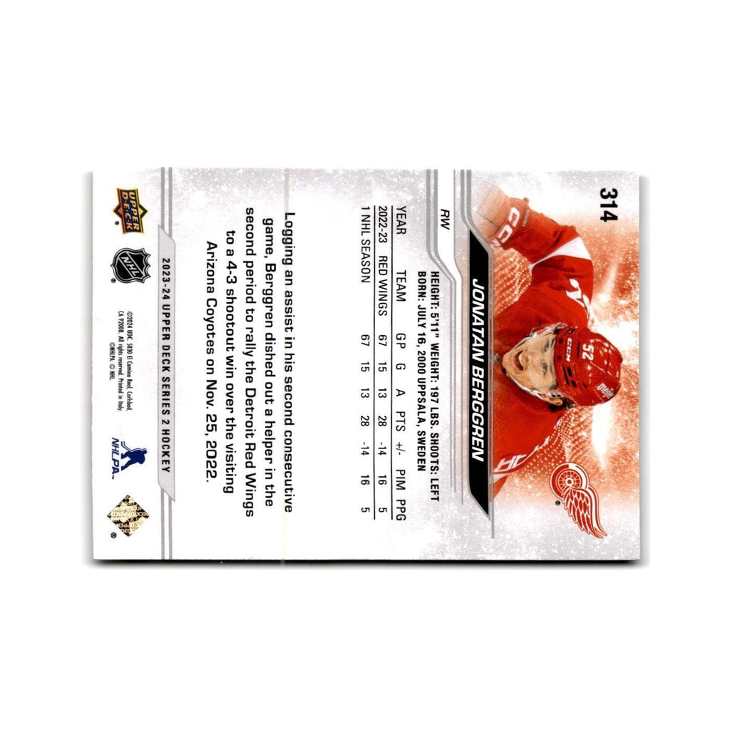 2023 Upper Deck Jonatan Berggren Detroit Red Wings #314