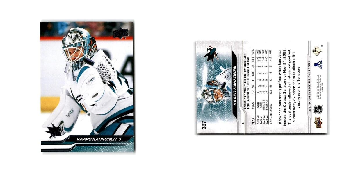 2023 Upper Deck Kaapo Kahkonen San Jose Sharks #397