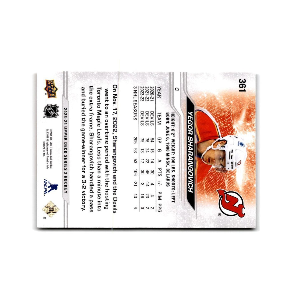 2023 Upper Deck Yegor Sharangovich New Jersey Devils #361