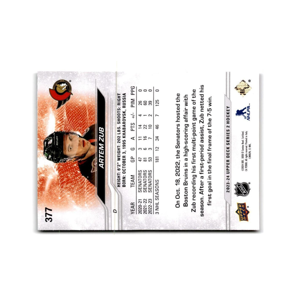 2023 Upper Deck Artem Zub Ottawa Senators #377