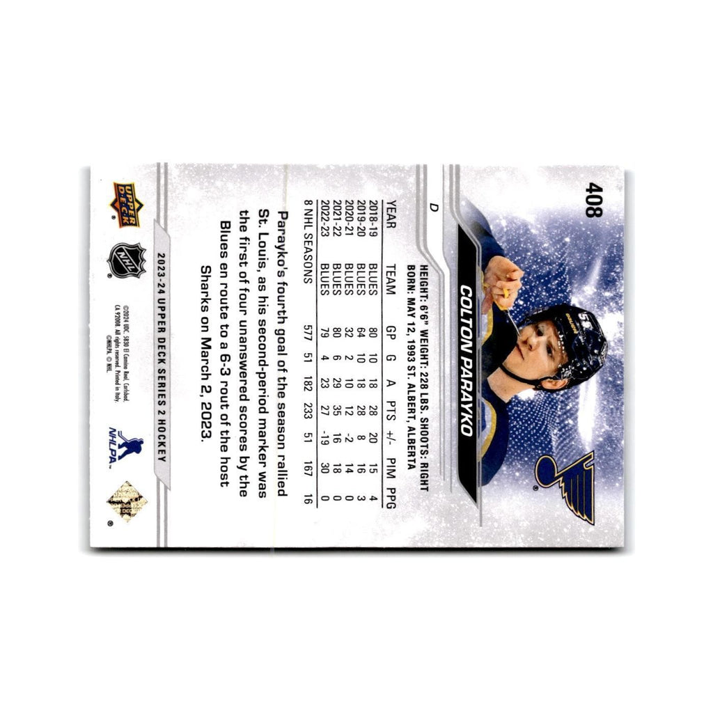 2023 Upper Deck Colton Parayko St. Louis Blues #408