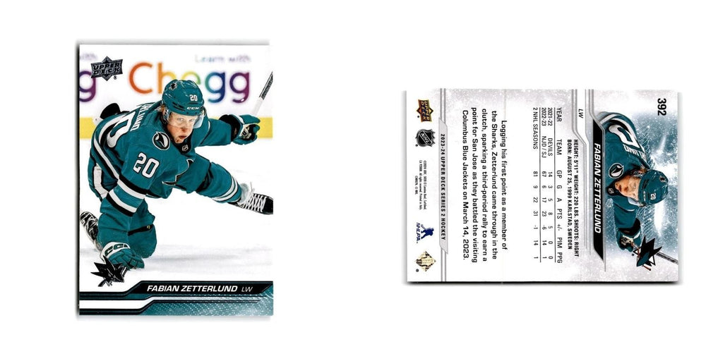 2023 Upper Deck Fabian Zetterlund San Jose Sharks #392