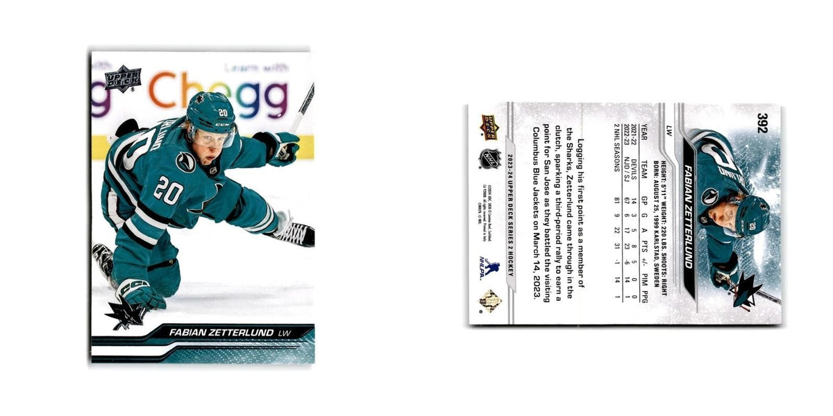 2023 Upper Deck Fabian Zetterlund San Jose Sharks #392