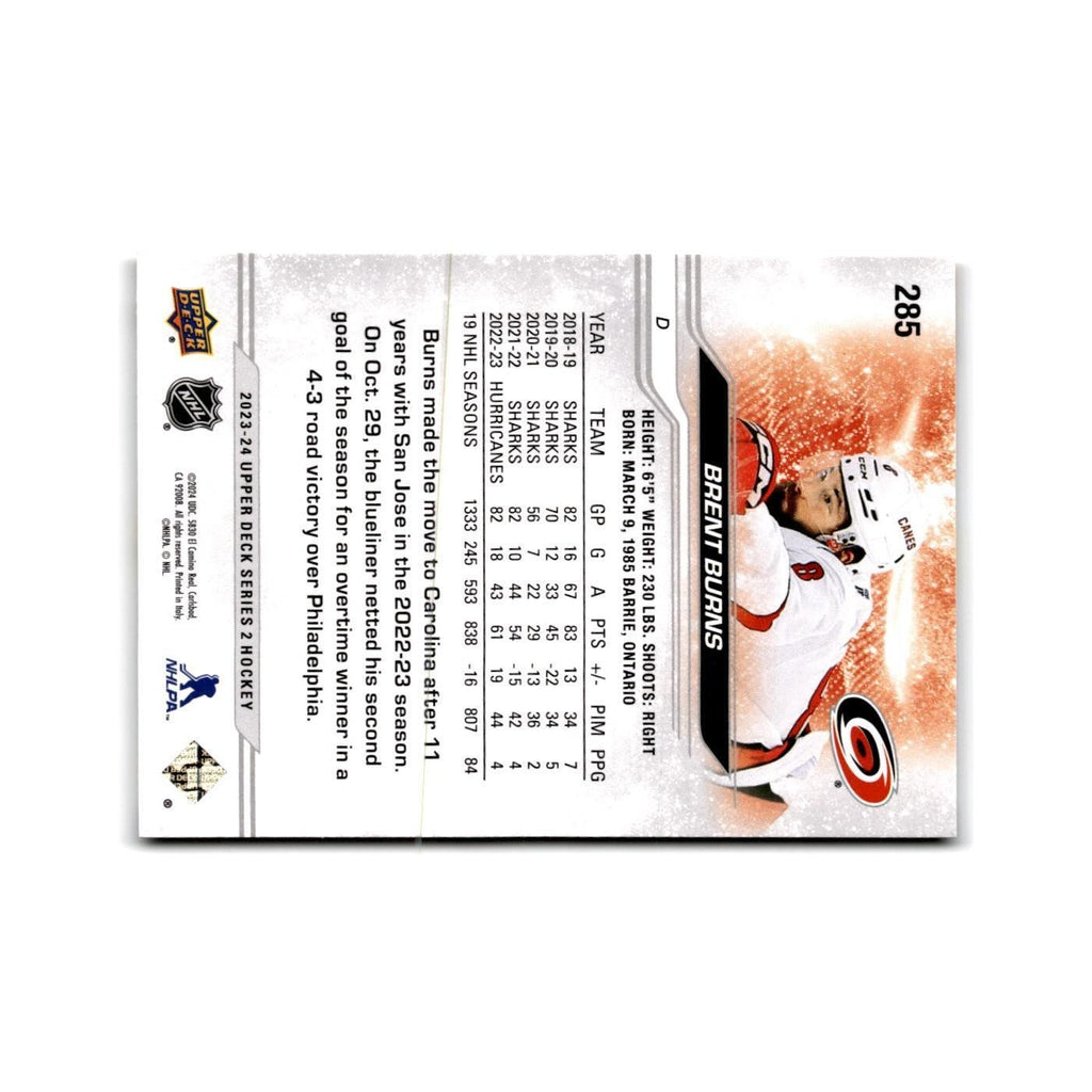2023 Upper Deck Brent Burns Carolina Hurricanes #285