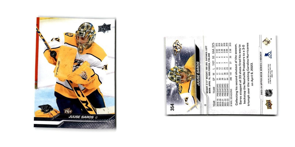 2023 Upper Deck Juuse Saros Nashville Predators #354