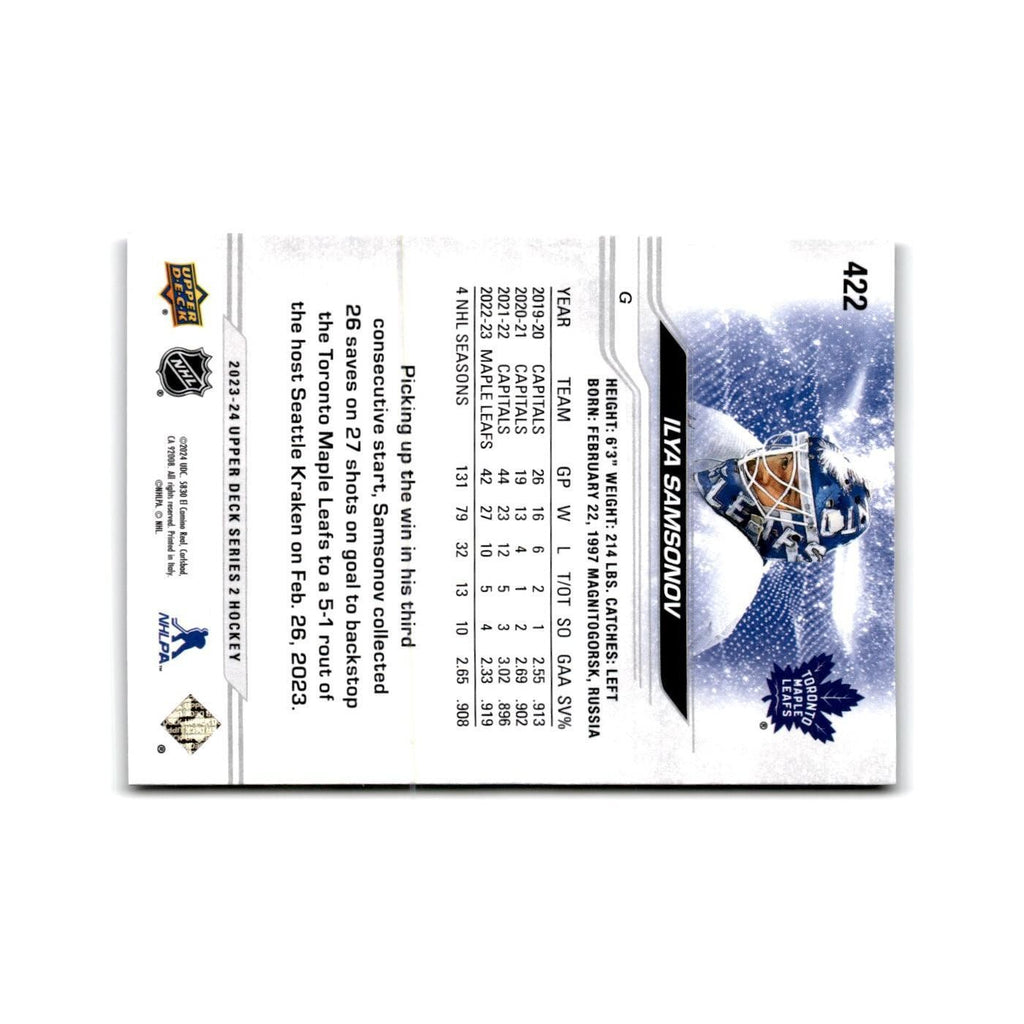 2023 Upper Deck Ilya Samsonov Toronto Maple Leafs #422
