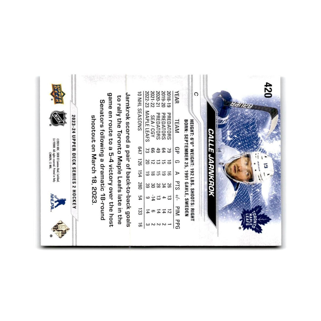 2023 Upper Deck Calle Jarnkrok Toronto Maple Leafs #420