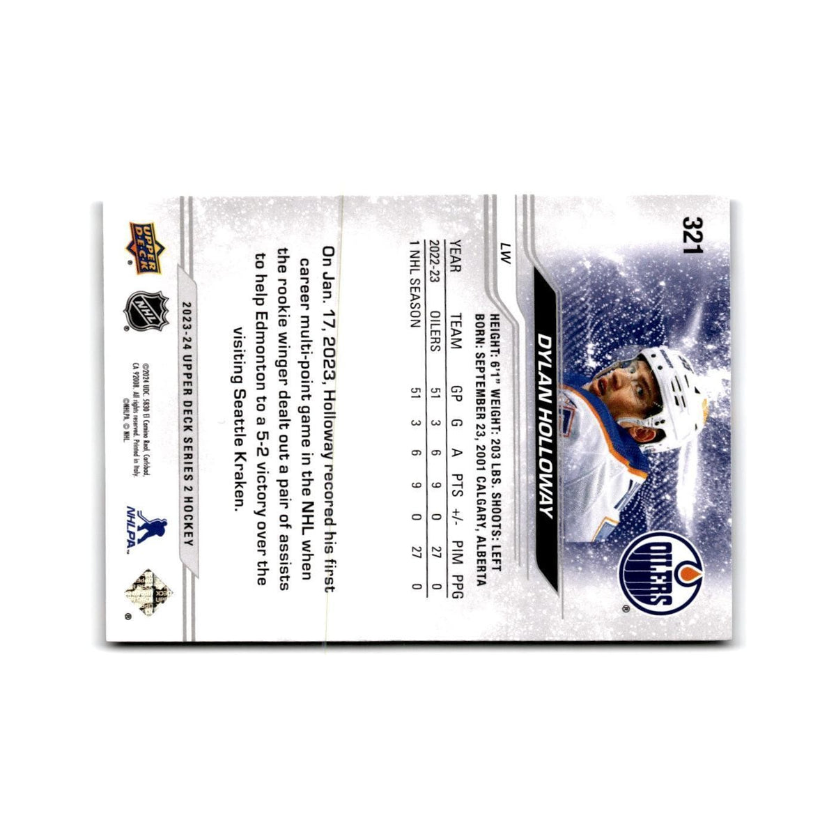 2023 Upper Deck Dylan Holloway Edmonton Oilers #321