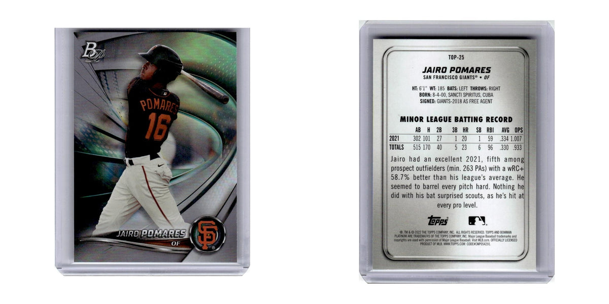 2022 Bowman Platinum Jairo Pomares Giants #TOP-25