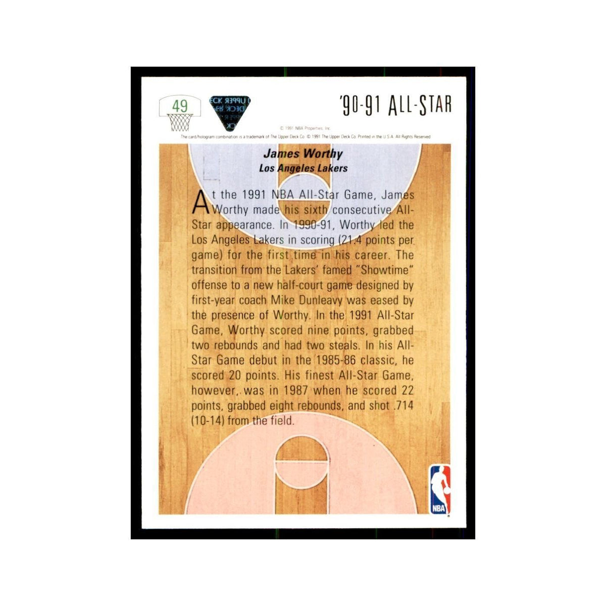 1991 Upper Deck James Worthy Basketball Cards #49