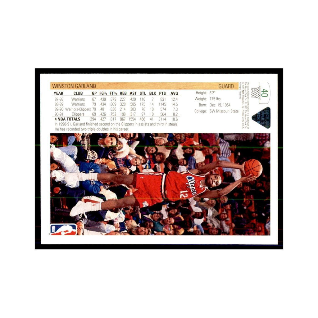 1991 Upper Deck Winston Garland Basketball Cards #40