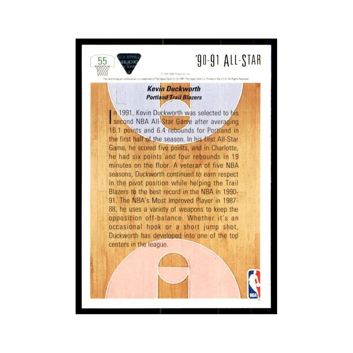 1991 Upper Deck Kevin Duckworth Basketball Cards #55