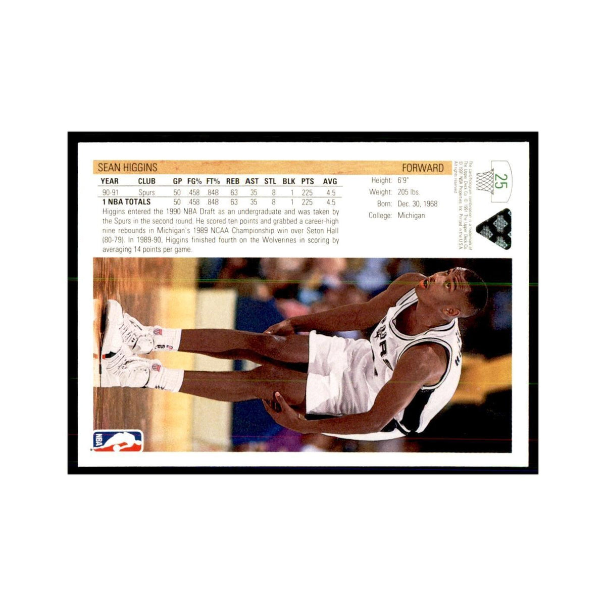1991 Upper Deck Sean Higgins Basketball Cards #25