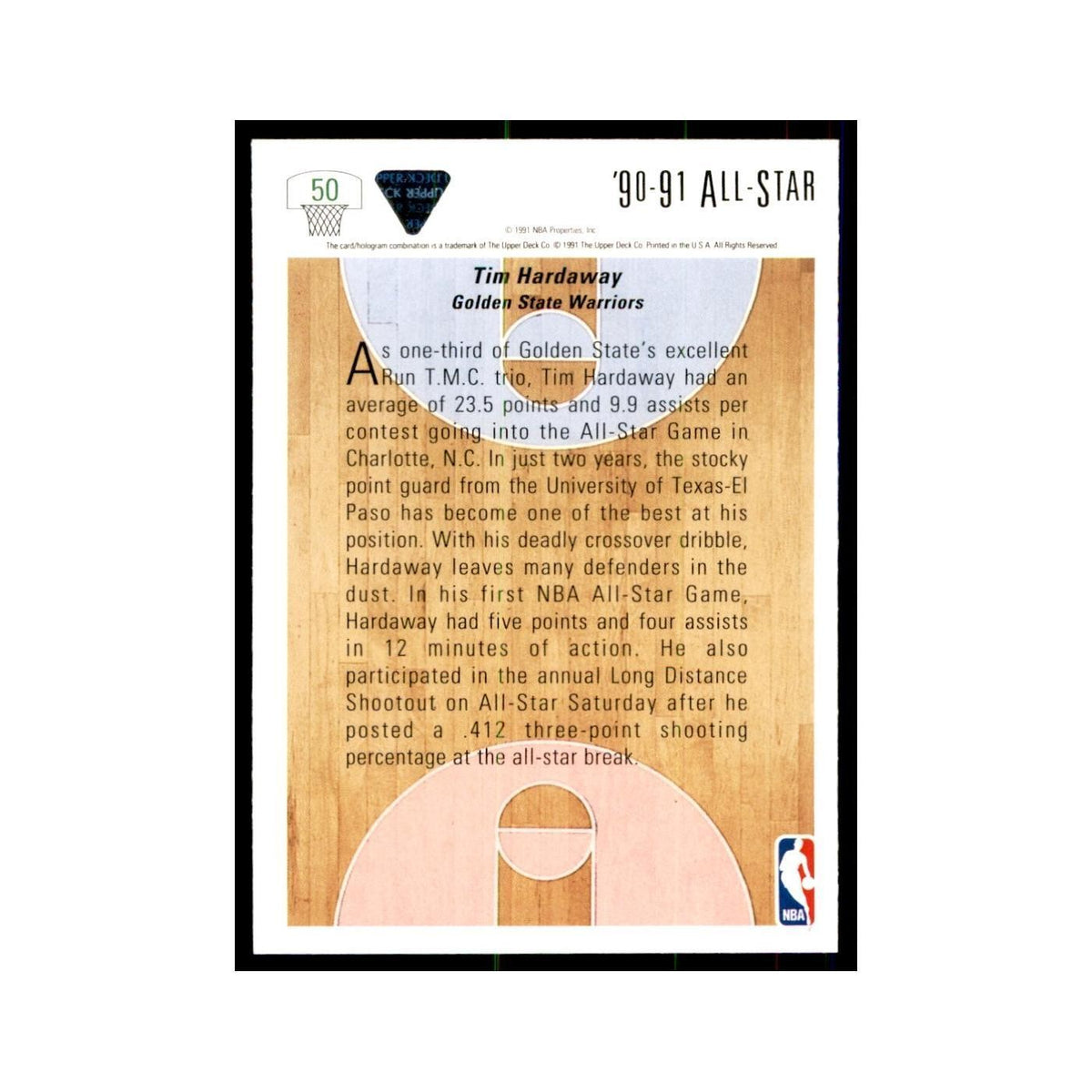 1991 Upper Deck Tim Hardaway Basketball Cards #50
