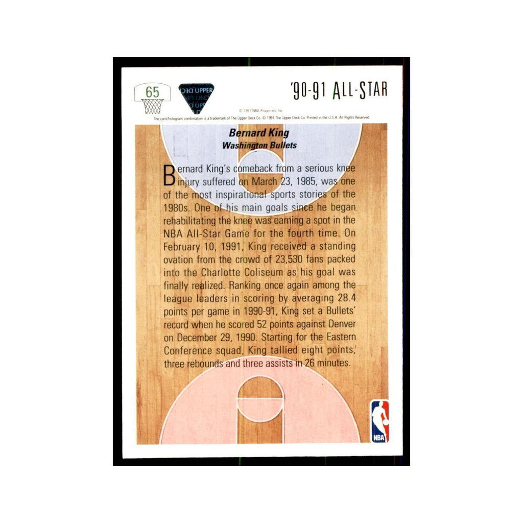 1991 Upper Deck Bernard King Basketball Cards #65