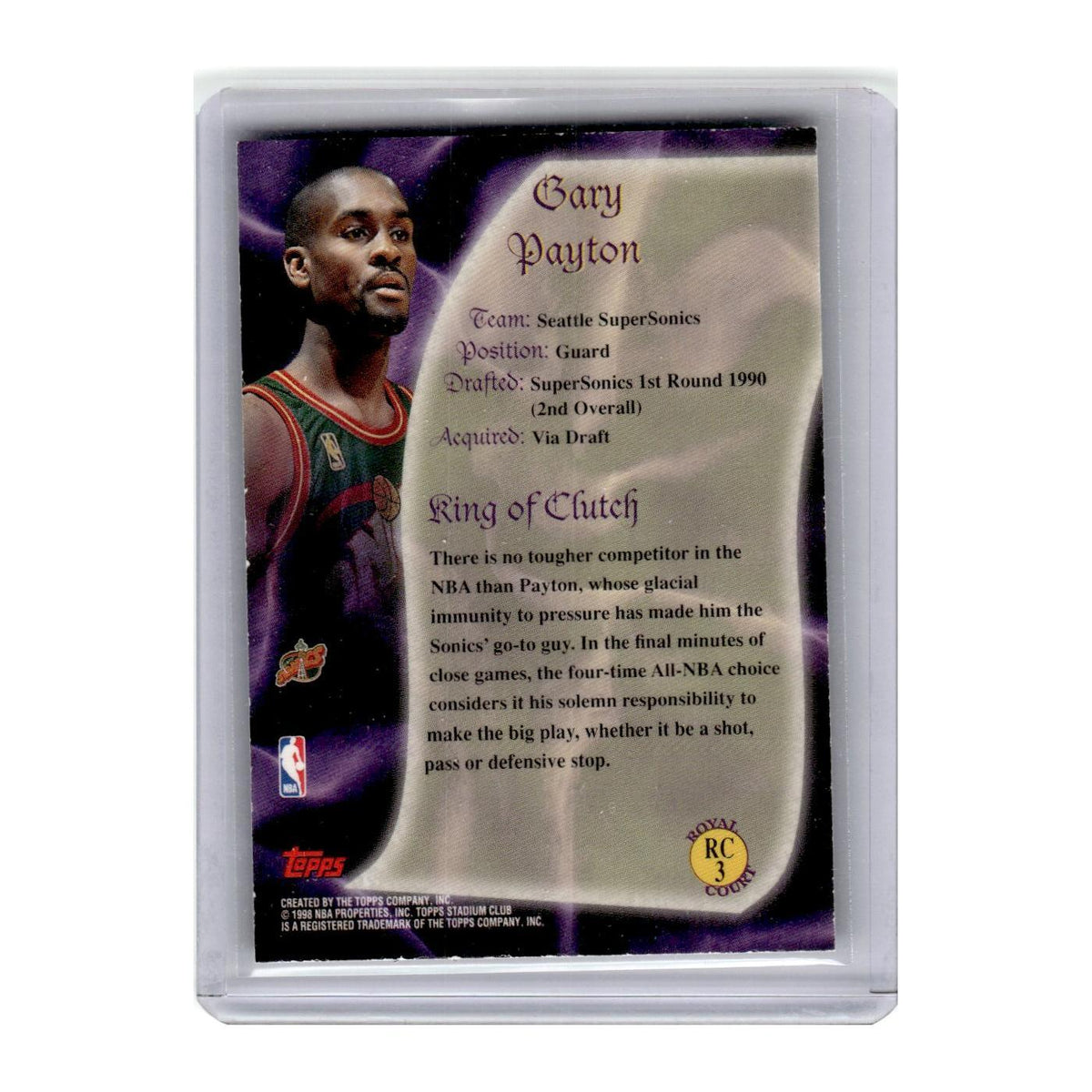 1998 Stadium Club Gary Payton Seattle SuperSonics #RC3