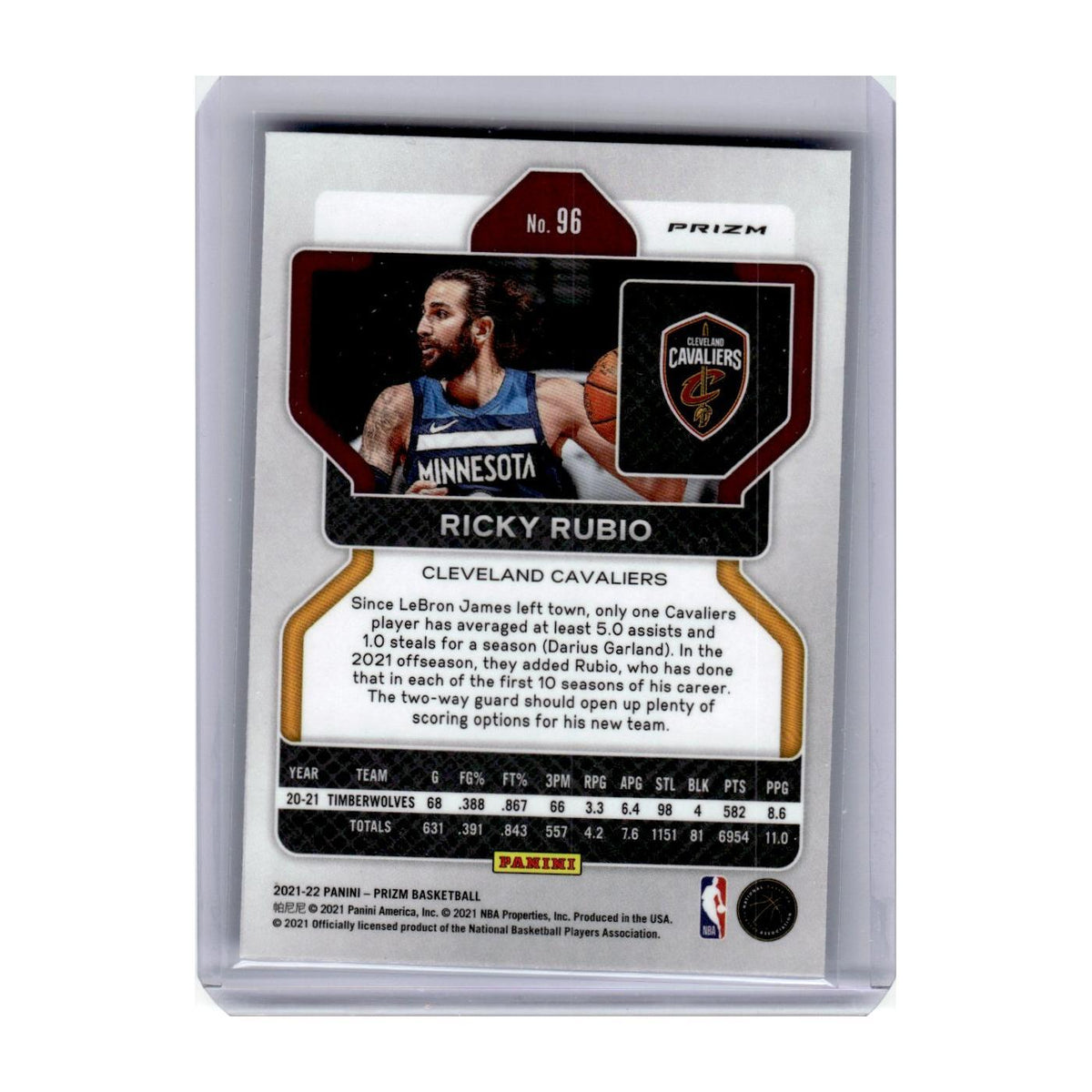 2021 Panini Prizm Blue Ricky Rubio Cavaliers #96