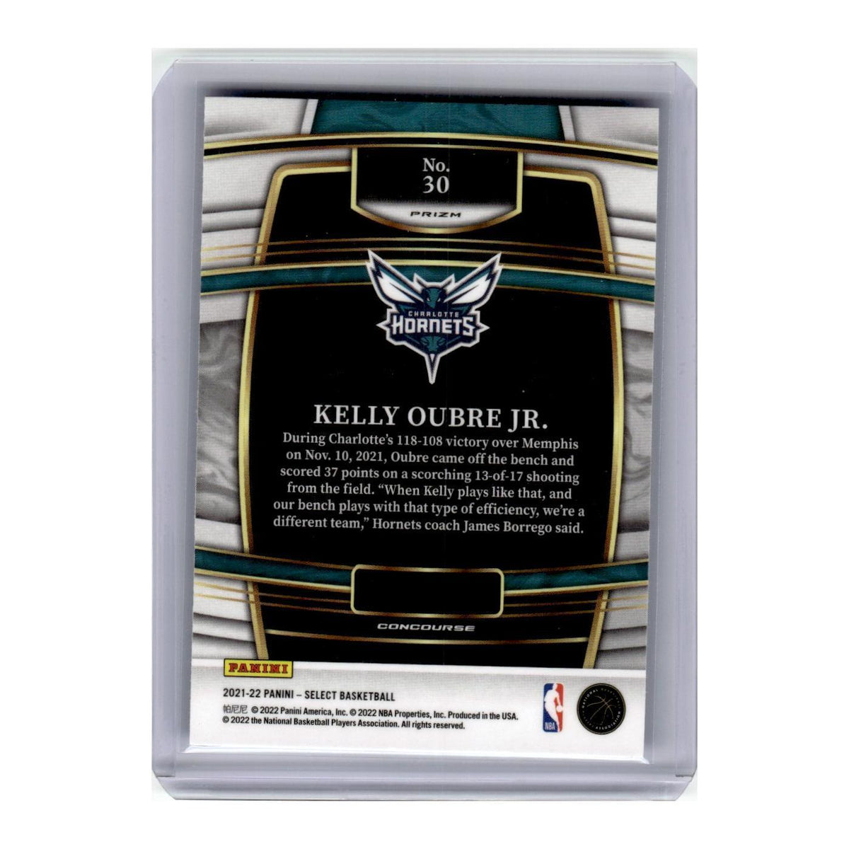 2021 Panini Select Prizm Kelly Oubre Jr. Hornets #30