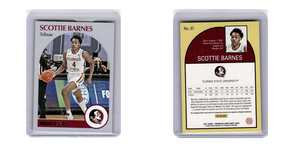 2021 Panini Chronicles Hoops Draft Picks Scottie Barnes Florida State Seminoles