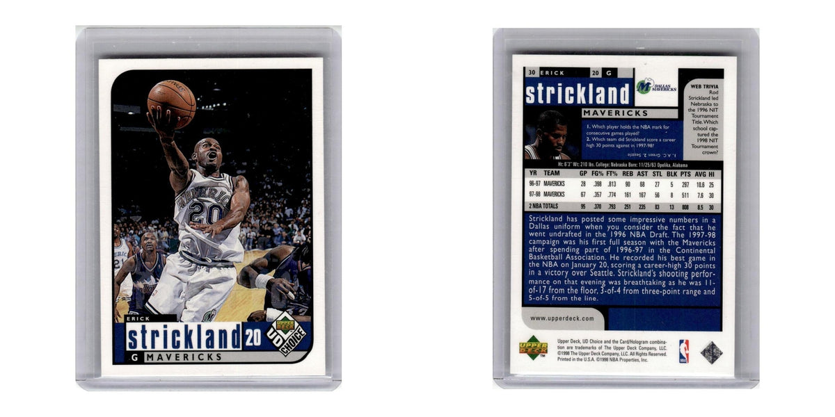 1998 UD Choice Erick Strickland Mavericks #30