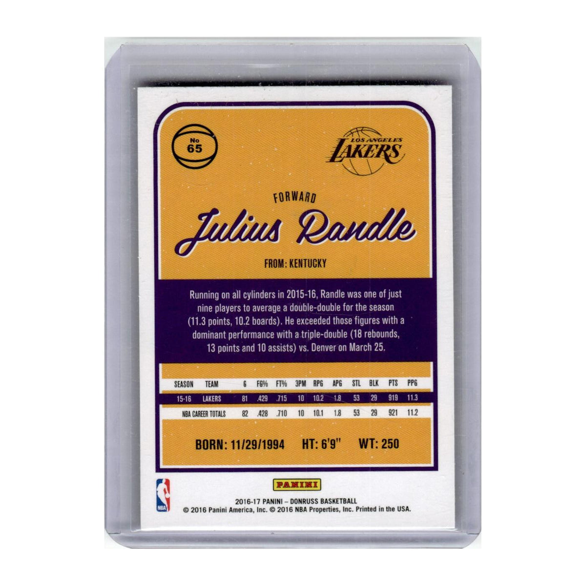 2016 Donruss Julius Randle Lakers #65