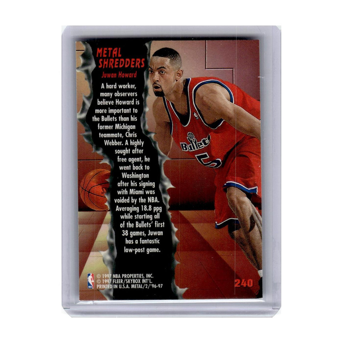 1996 Fleer Metal Juwan Howard Washington Bullets #240