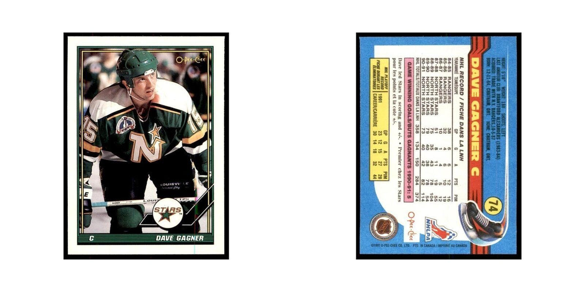 Dave Gagner 1991 O-Pee-Chee #74 Minnesota North Stars Hockey Card NM
