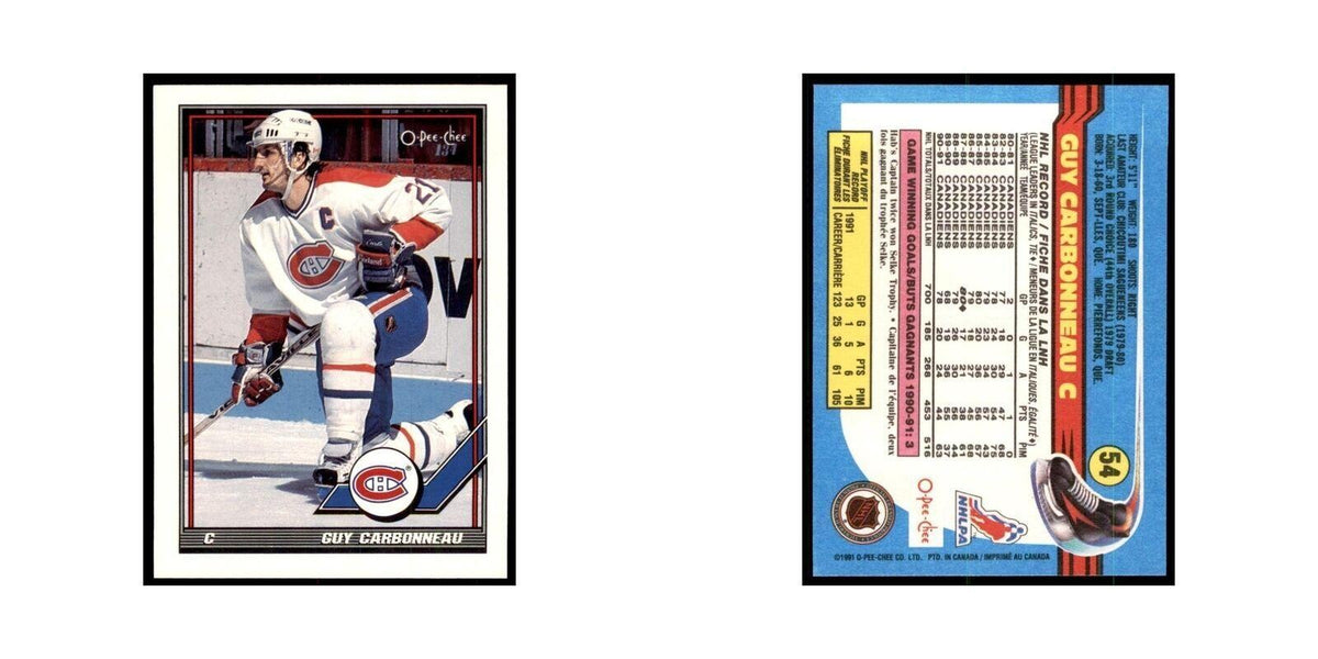 Guy Carbonneau 1991 O-Pee-Chee #54 Montreal Canadiens Hockey Card NM