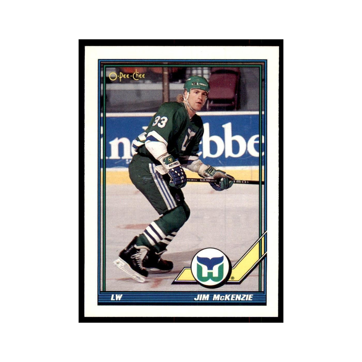 Jim McKenzie Rookie 1991 O-Pee-Chee #24 Hartford Whalers Hockey Card NM