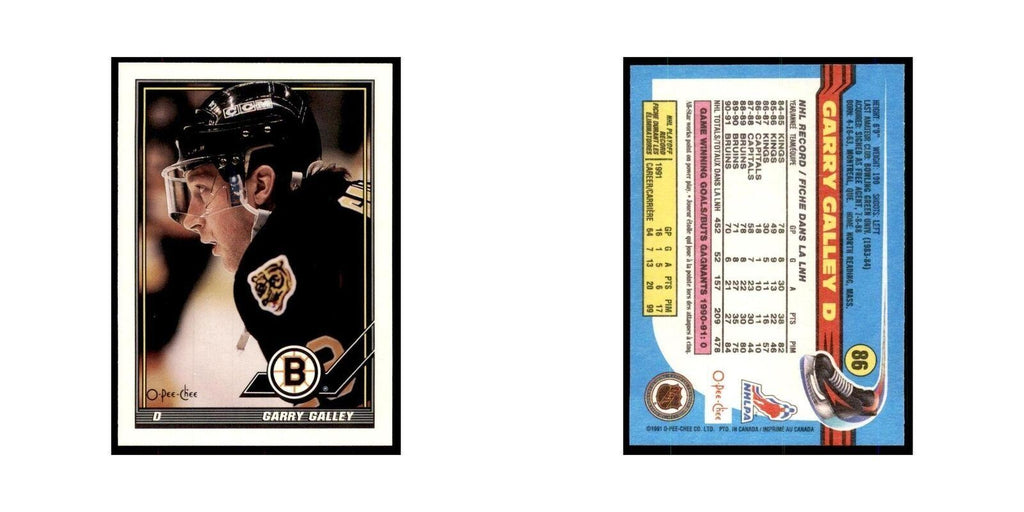 Garry Galley 1991 O-Pee-Chee #86 Boston Bruins Hockey Card NM