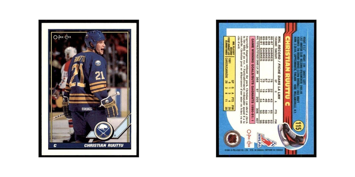 Christian Ruuttu 1991 O-Pee-Chee #115 Buffalo Sabres Hockey Card NM