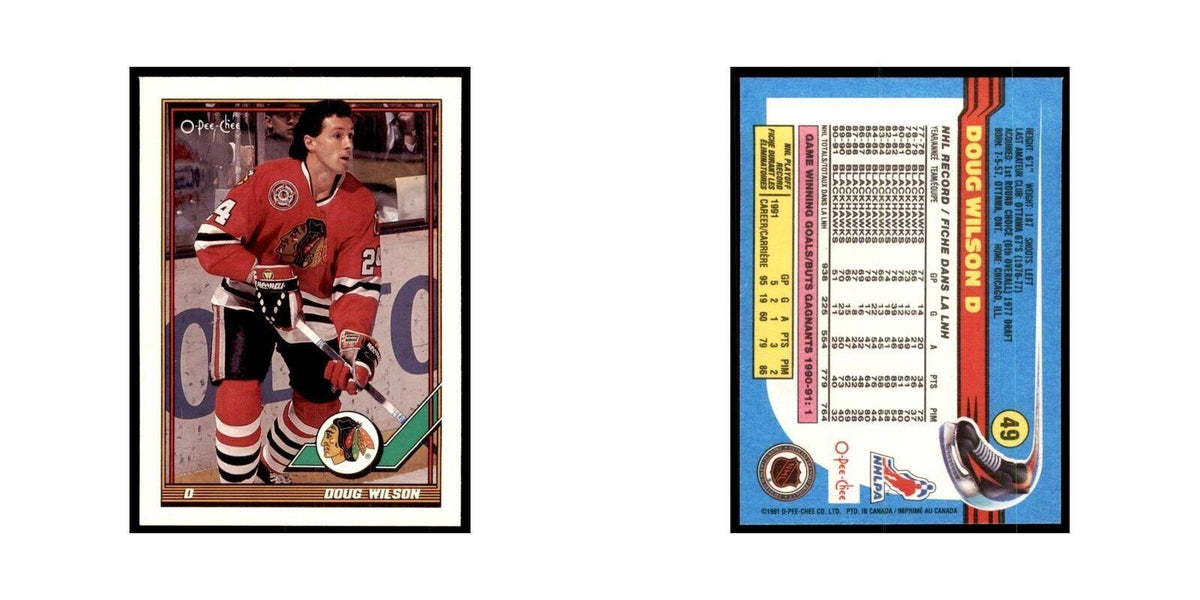 Doug Wilson 1991 O-Pee-Chee #49 Chicago Blackhawks Hockey Card NM