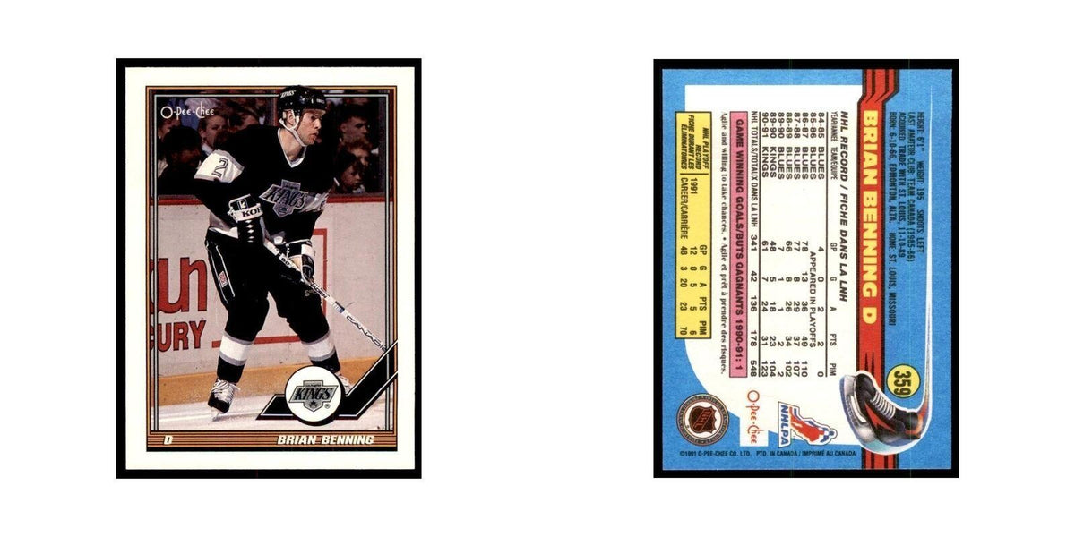 Brian Benning 1991 O-Pee-Chee #359 Los Angeles Kings Hockey Card NM