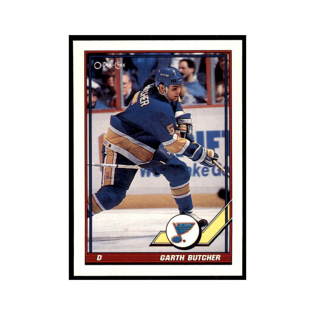 Garth Butcher 1991 O-Pee-Chee #204 St. Louis Blues Hockey Card NM