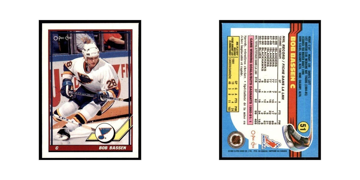 Bob Bassen 1991 O-Pee-Chee #51 St. Louis Blues Hockey Card NM