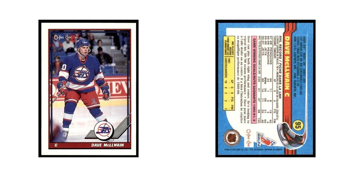 Dave McLlwain 1991 O-Pee-Chee #95 Winnipeg Jets Hockey Card NM