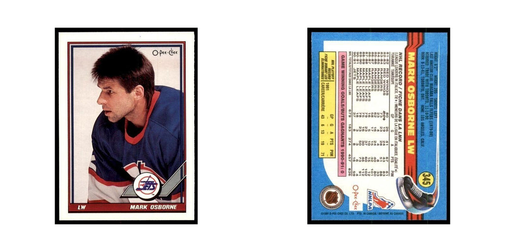 Mark Osborne 1991 O-Pee-Chee #345 Winnipeg Jets Hockey Card NM