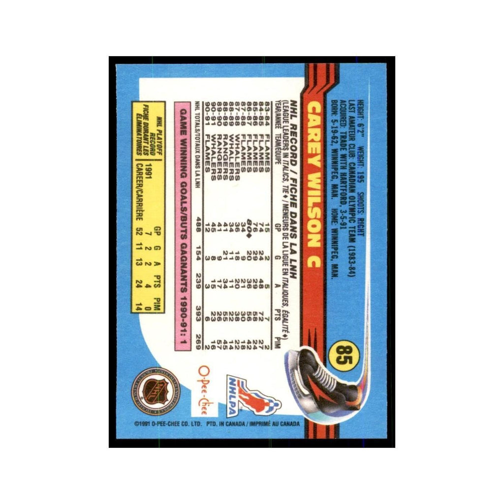 Carey Wilson 1991 O-Pee-Chee #85 Calgary Flames Hockey Card NM