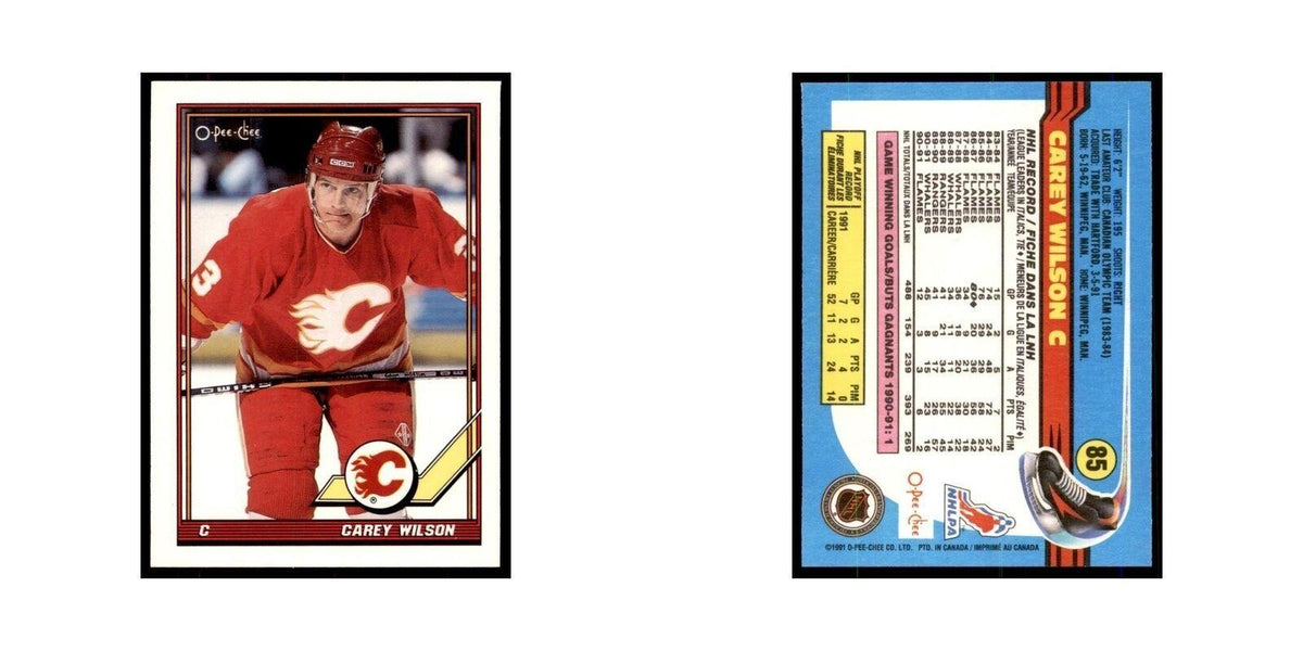 Carey Wilson 1991 O-Pee-Chee #85 Calgary Flames Hockey Card NM