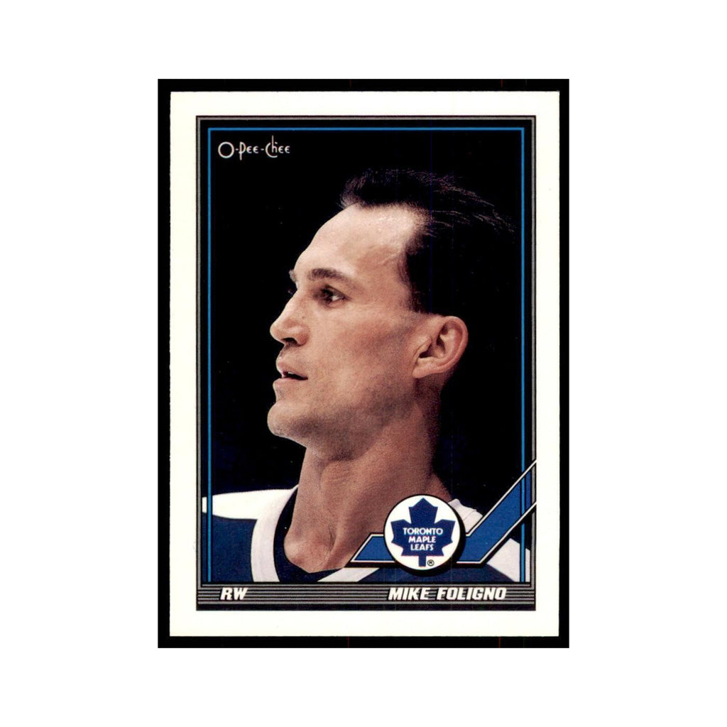 Mike Foligno 1991 O-Pee-Chee #18 Toronto Maple Leafs Hockey Card NM
